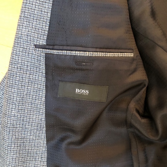 Men's 42R Hugo Boss Blue Tweed Two Button Wool Blazer - Picture 6 of 14
